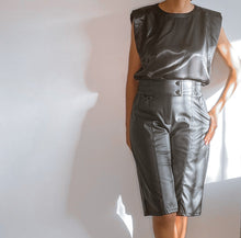 Load image into Gallery viewer, BLACK FAUX LEATHER BERMUDA SHORTS
